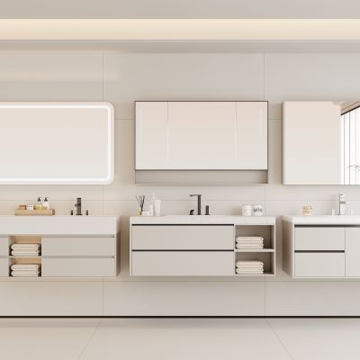 现代浴室柜 卫浴柜 镜子 镜柜 卫生间用品 龙头 洗手盆 卫浴摆件