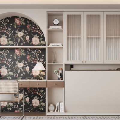 奶油风衣柜 装饰桌 衣柜 折叠床 莫斯床 梳妆台