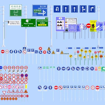现代交通指示牌3D模型