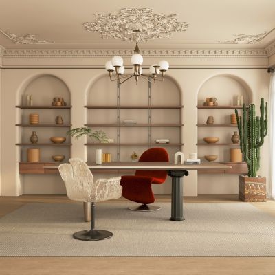 法式奶油风书房