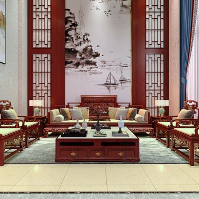 中式红木沙发茶几组合