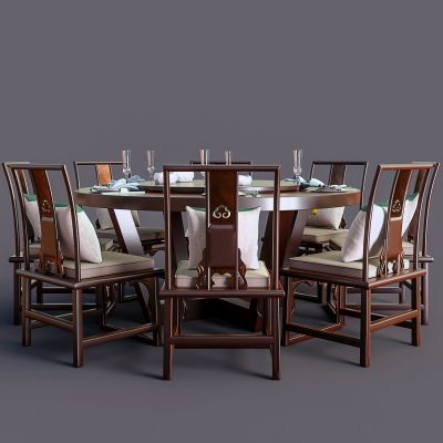 中式红木圆桌椅组合