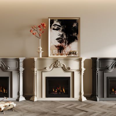 欧式壁炉组合 壁炉 火炉 柴火 木柴