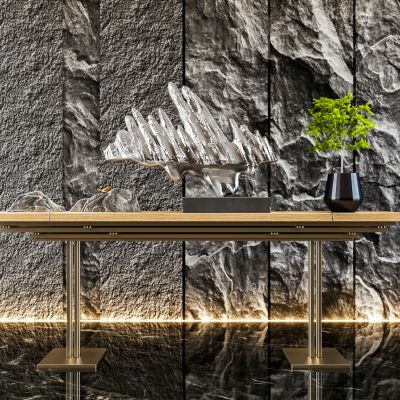 新中式端景条案 摆台 雕塑 饰品摆件