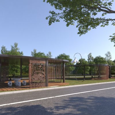 新中式景观廊架 长廊3D模型