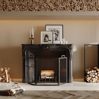 现代壁炉组合 壁炉 火炉 柴火 木柴