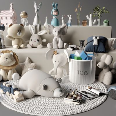 现代玩偶 摆件 抱枕 玩具 地毯 花瓶组合