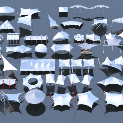 现代景观张拉膜廊架3D模型