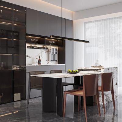 现代餐厅_简约餐厅_极简餐厅_灰色风格餐厅