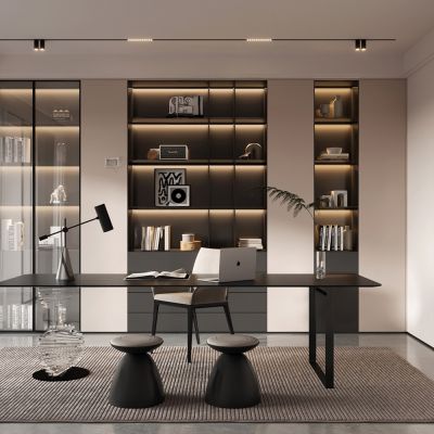 现代书房书柜