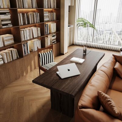 侘寂中古书房书桌椅书柜