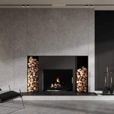 现代壁炉 火炉 柴火 木柴 休闲椅 雕塑 落地灯