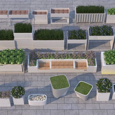 现代户外移动花箱3D模型