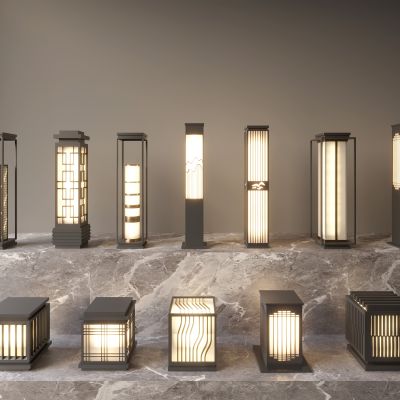 新中式景观灯 现代户外灯 景观灯组合 草坪 草地路灯 花园室外 庭院灯