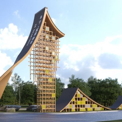 新中式入口标识3D模型