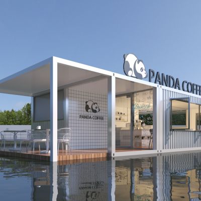 现代水上集装箱建筑3D模型