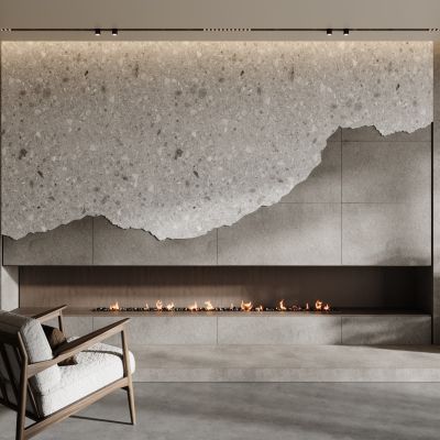 现代壁炉 火炉 柴火 木柴 休闲椅 雕塑 落地灯