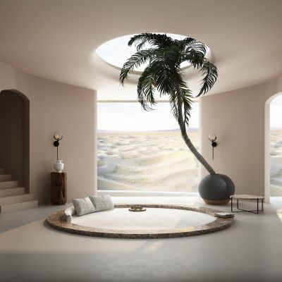 侘寂酒店影音室_休闲室_度假酒店_客厅_民宿