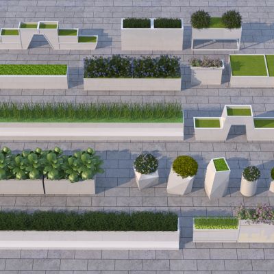 现代花箱3D模型