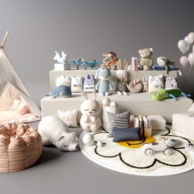 现代玩偶 摆件 抱枕 玩具 地毯 儿童帐篷 懒人沙发组合