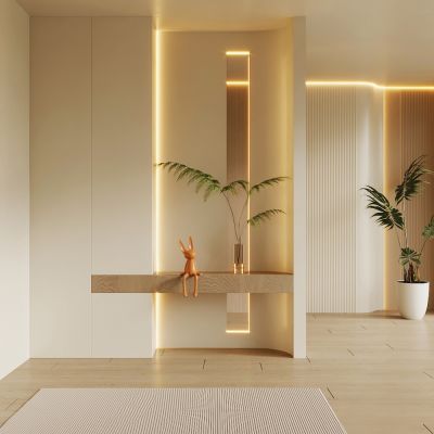 奶油风鞋柜 玄关隔断