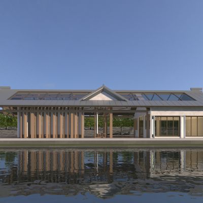 新中式展览建筑3D模型