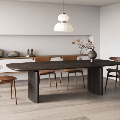 现代侘寂实木餐桌椅