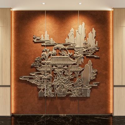 新中式墙饰挂件 背景墙 浮雕