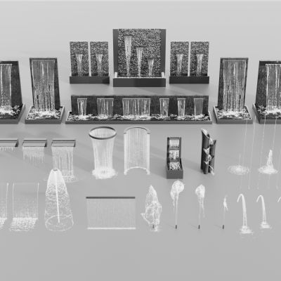 现代喷泉组合 流水 喷泉 水滴 瀑布 水景