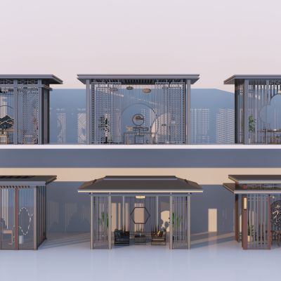 新中式凉亭集合3D模型