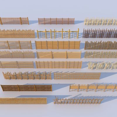 现代竹栅栏_竹背景_竹格栅3D模型