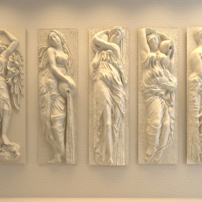 欧式浮雕墙面_造型墙_人物浮雕墙饰3D模型