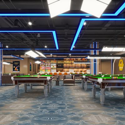 工业风台球室台球厅休闲娱乐台球会所台球桌吧台