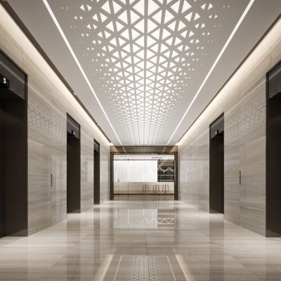 现代电梯间_办公电梯间