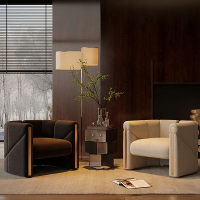 现代单人沙发_边几组合_饰品摆件_落地灯