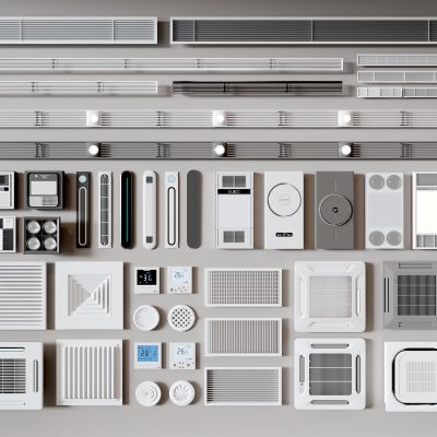 空调出风口 圆形出风口 中央空调 排气口 极窄出风口 排风口 排气扇3D模型