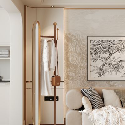 现代挂衣架 衣服  衣架 衣帽架 镜子 挂画