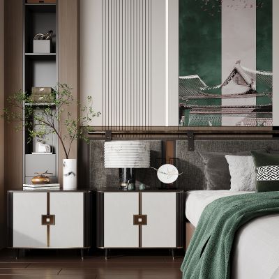 新中式床头柜 摆件