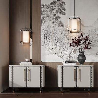 新中式床头柜 摆件