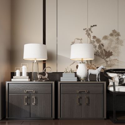 新中式床头柜 摆件