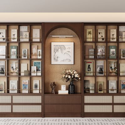 现代开放式书柜 摆件