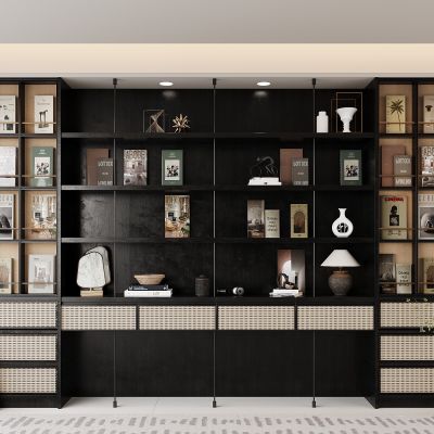 中古风开放式书柜 摆件 书籍