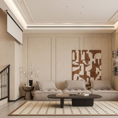 现代奶油风客餐厅