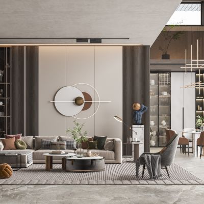 现代别墅客餐厅模型