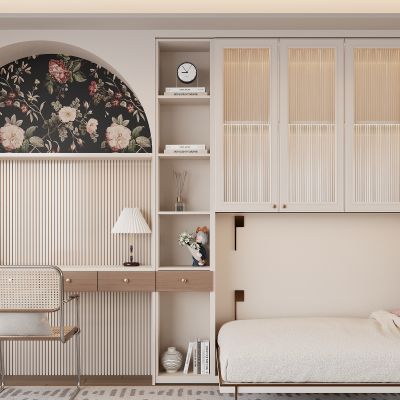 奶油风衣柜 装饰桌 衣柜 折叠床 莫斯床 梳妆台