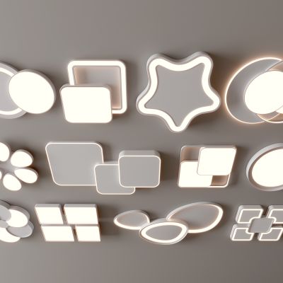 现代吸顶灯 方形吸顶灯 圆形 几何 超薄  卧室 客厅 儿童房 简约