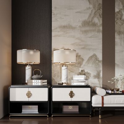 新中式床头柜 摆件