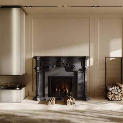 现代壁炉火炉组合 柴火 木柴