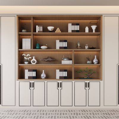 新中式开放式书柜 摆件 书籍