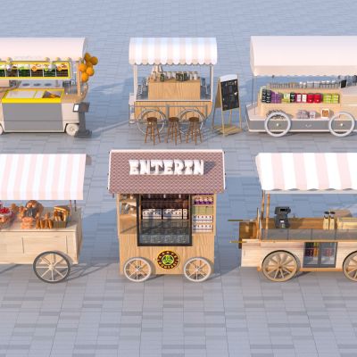 现代商业摊位组合3D模型